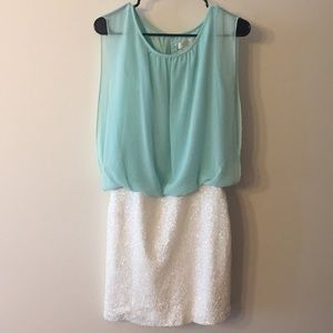 MM Couture Small Blue/White Sequin cocktail dress